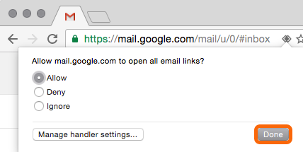 Set protocol handler to allow and click Done.
