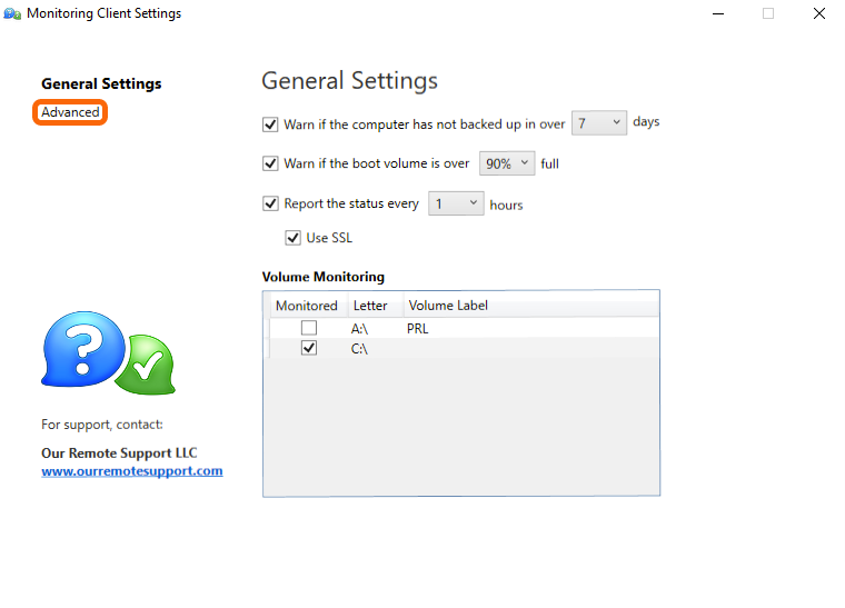 Windows Monitoring Client Control Panel > Disable Auto-update