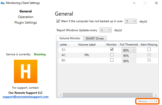 Windows Control Panel Version Number