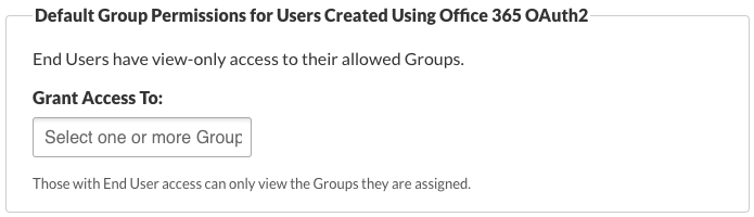 Default Group Permissions for End Users Created Using Office 365 OAuth2