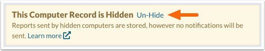 Hidden Computer warning
