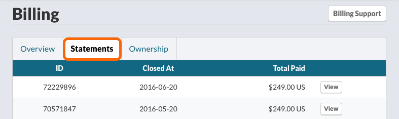 Billing > Statements