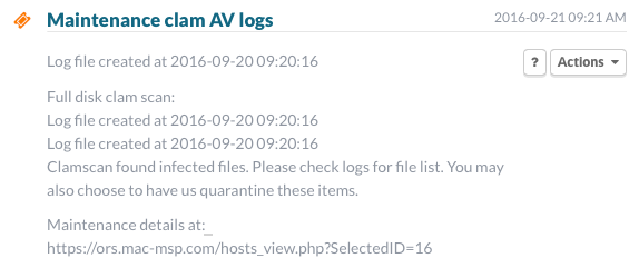 Gruntwork Mac-MSP Maintenance clam AV logs infected files found