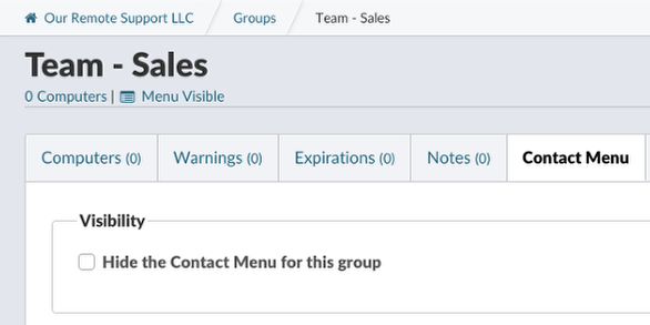Managing the Contact Menu for Entire Groups