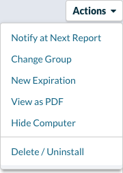 Actions Menu