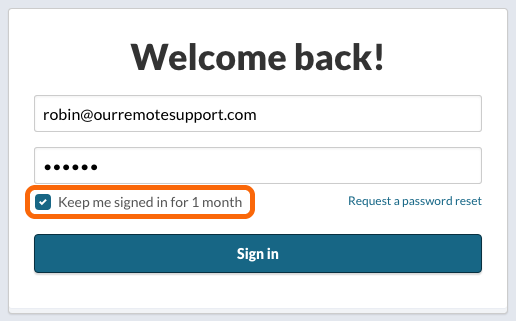 Login: Keep me signed in for 1 month