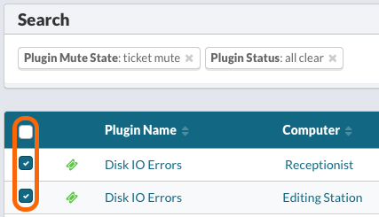 Select plugins to clear