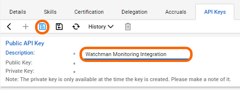 Give the API key a description and click Save.