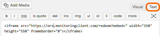 Embed at html text on WordPress Page.