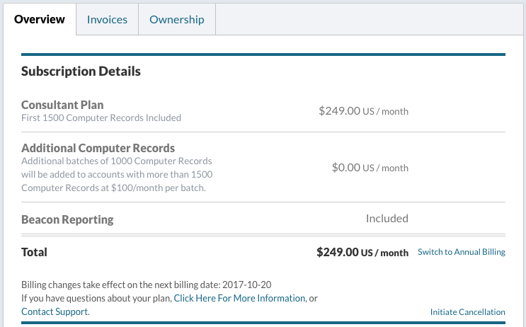 Consultant Plan - Subscription Details