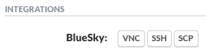 BlueSky integration SNV SSH SCP Buttons
