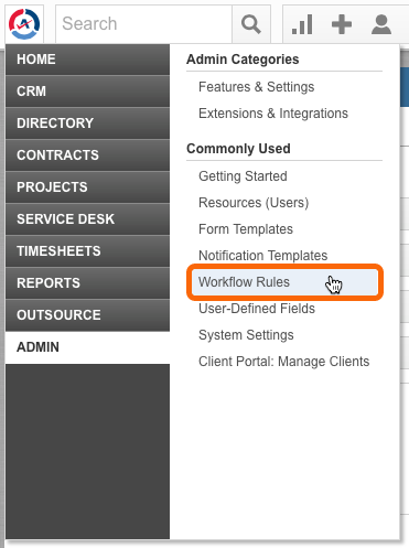 Admin > Workflow Rules