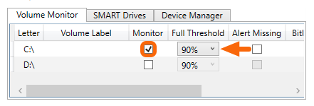 Adjusting Volume Monitoring Capacity Threshold Windows