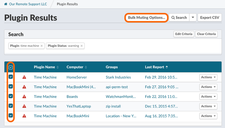 Muting Multiple Plugin Results at the Same Time