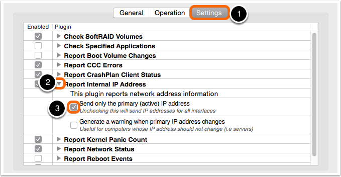 Client Setting: Report Internal IP Address