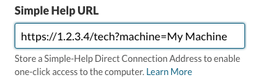 SimpleHelp Direct Connect URLs field