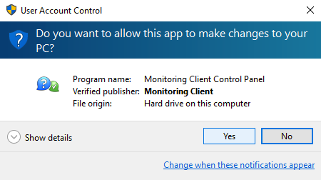 User Account Control > Monitoring Client