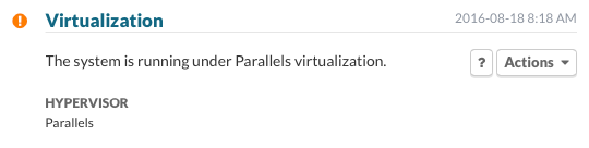 The system is running under Parallels virtualization.
