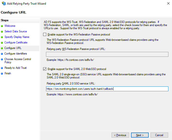 Enable support for the SAML 2.0 WebSSO protocol