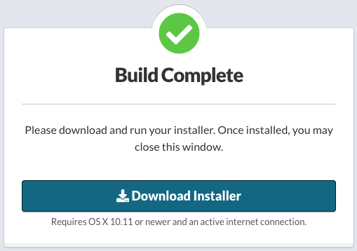 Build Complete: no alternative download