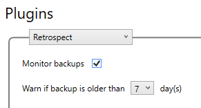 Windows 10 - Retrospect Backup Plugin - Monitor backups