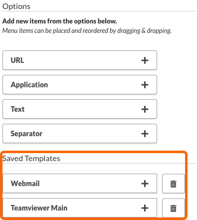 Contact Menu Saved Templates