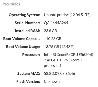 Example Linux Technical Specifications