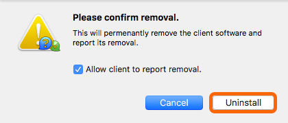 Uninstall confirmation sheet