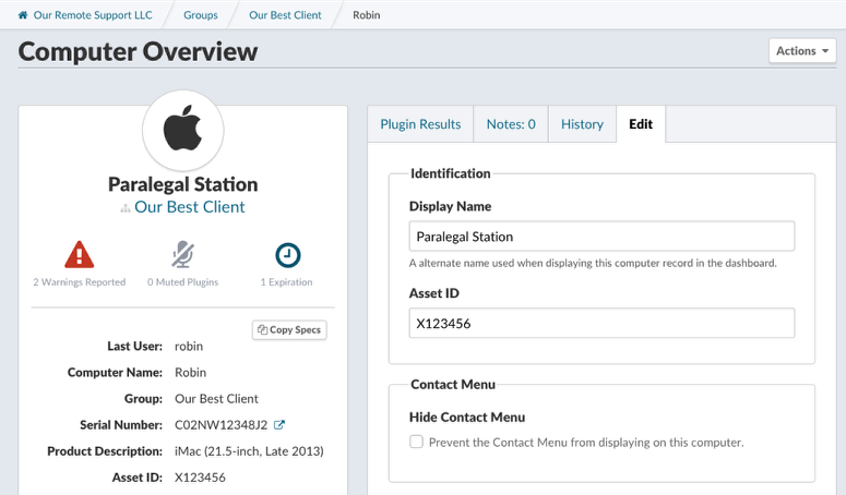 Setting and Viewing the Asset ID