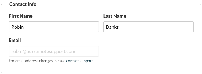 Settings: Contact Info