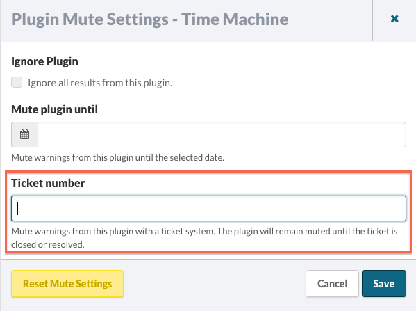Enter the relevant ticket number, and click Save.