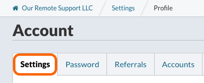 Account Profile Settings Tab