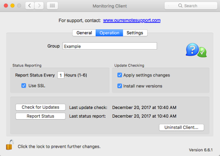 The Monitoring Client Preference Pane