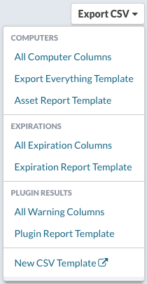 Export CSV Menu