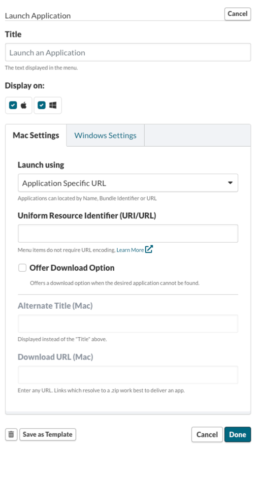 Application Launcher (via Name, Bundle ID, or URL)