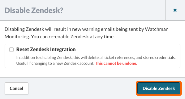 Disable Zendesk Confirmation