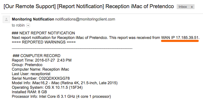 Sample Report Notification Email