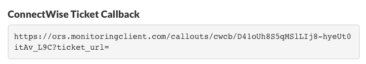 ConnectWise Ticket Callback
