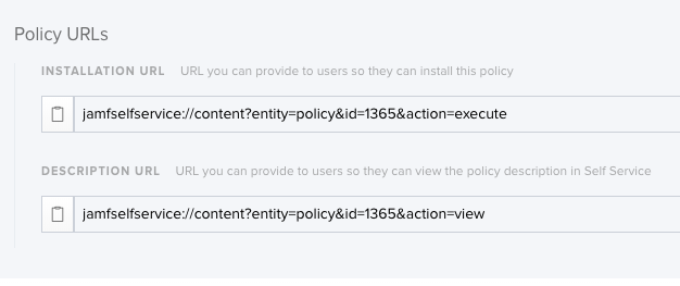 JAMF Self Service Item URLs