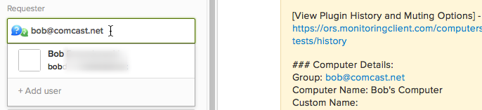Paste the requester email