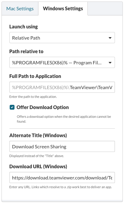 Windows Settings Example