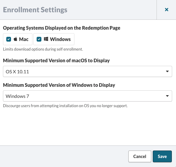 Enrollment Settings