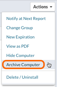 Actions > Archive Computer