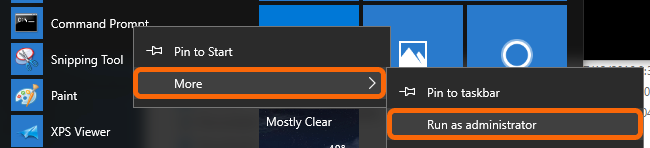 Command Prompt > Run as administrator