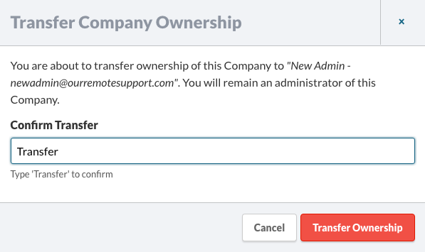 Transfer Company Ownership Confirmation