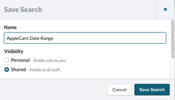Save Search dialog