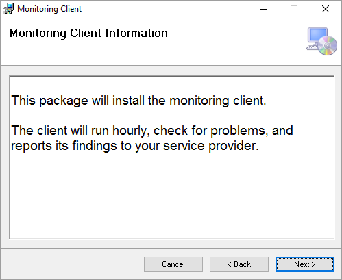 Monitoring Client installed.