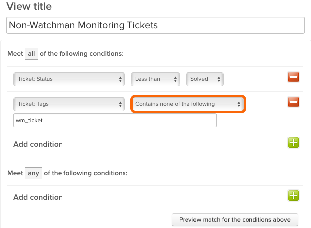 Non Watchman Monitoring View Parameters