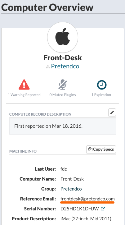 Computer Overview > Machine Info