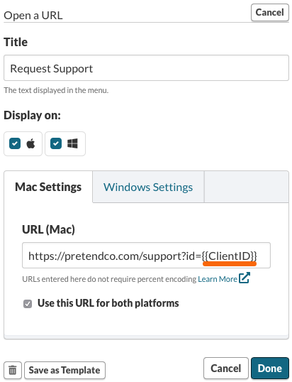 Pass the Watchman Monitoring ID via URL